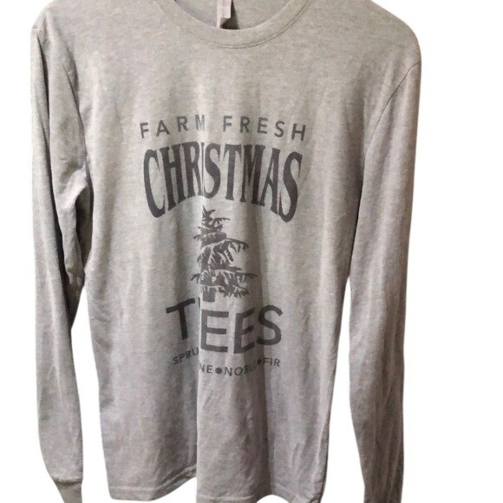 Super‎ soft Gray Christmas Graphic Long Sleeve Tee Fresh Christmas Trees
